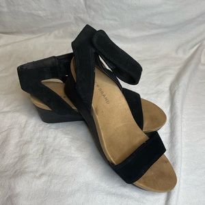 LUCKY BRAND Black Leather Women Wedges